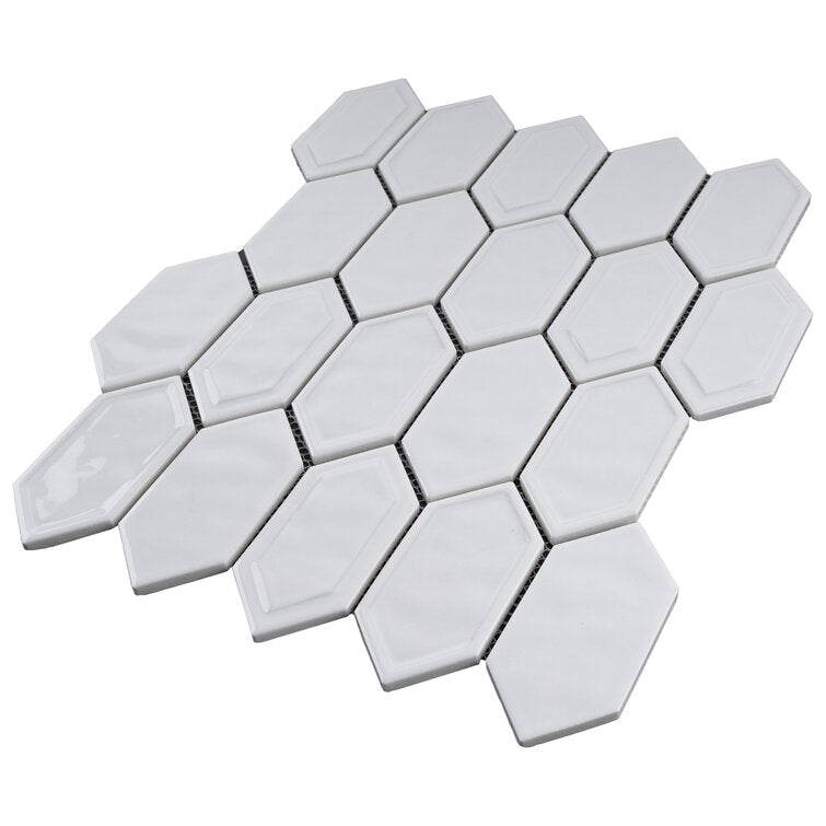 Bianca 2" x 4" Glass/Ceramic/Natural Stone Grid Mosaic Wall Tile, Set of 10