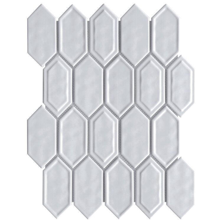 Bianca 2" x 4" Glass/Ceramic/Natural Stone Grid Mosaic Wall Tile, Set of 10