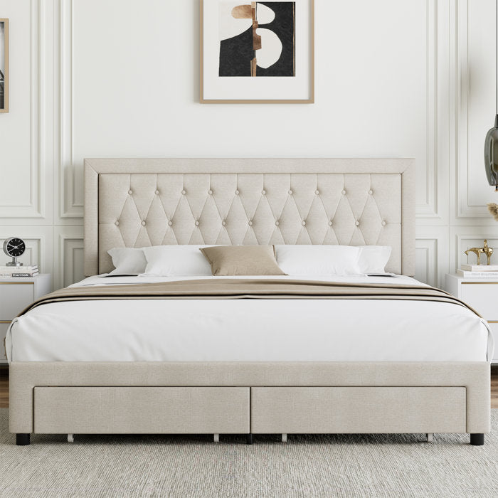 Binghamton Upholstered Platform Storage Bed with 2 drawers, King