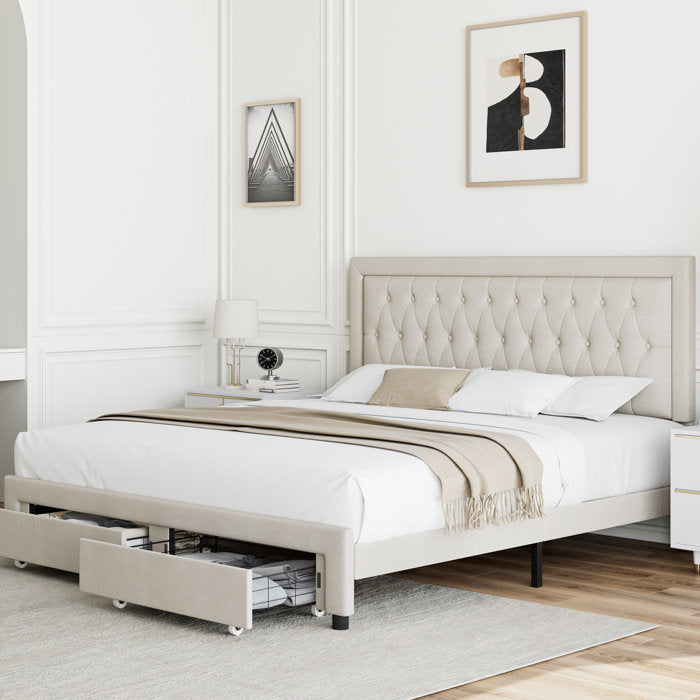 Binghamton Upholstered Platform Storage Bed with 2 drawers, King