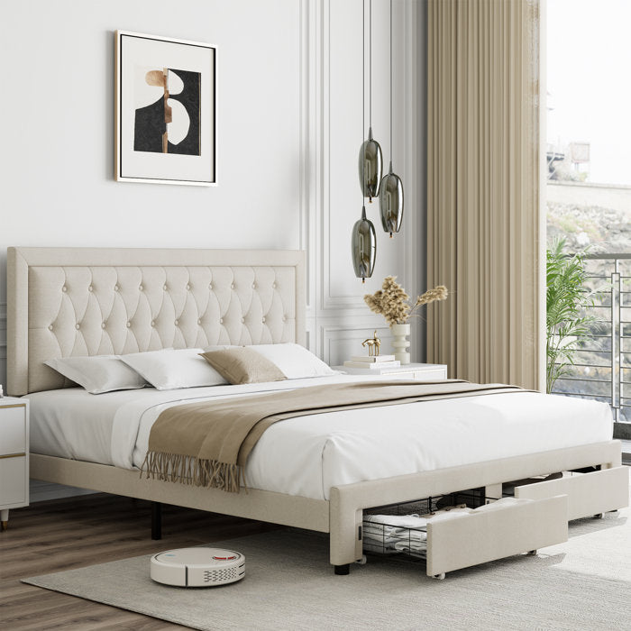 Binghamton Upholstered Platform Storage Bed with 2 drawers, King