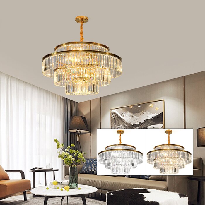 Bircheat 12 - Light Crystal Dimmable Tiered Chandelier