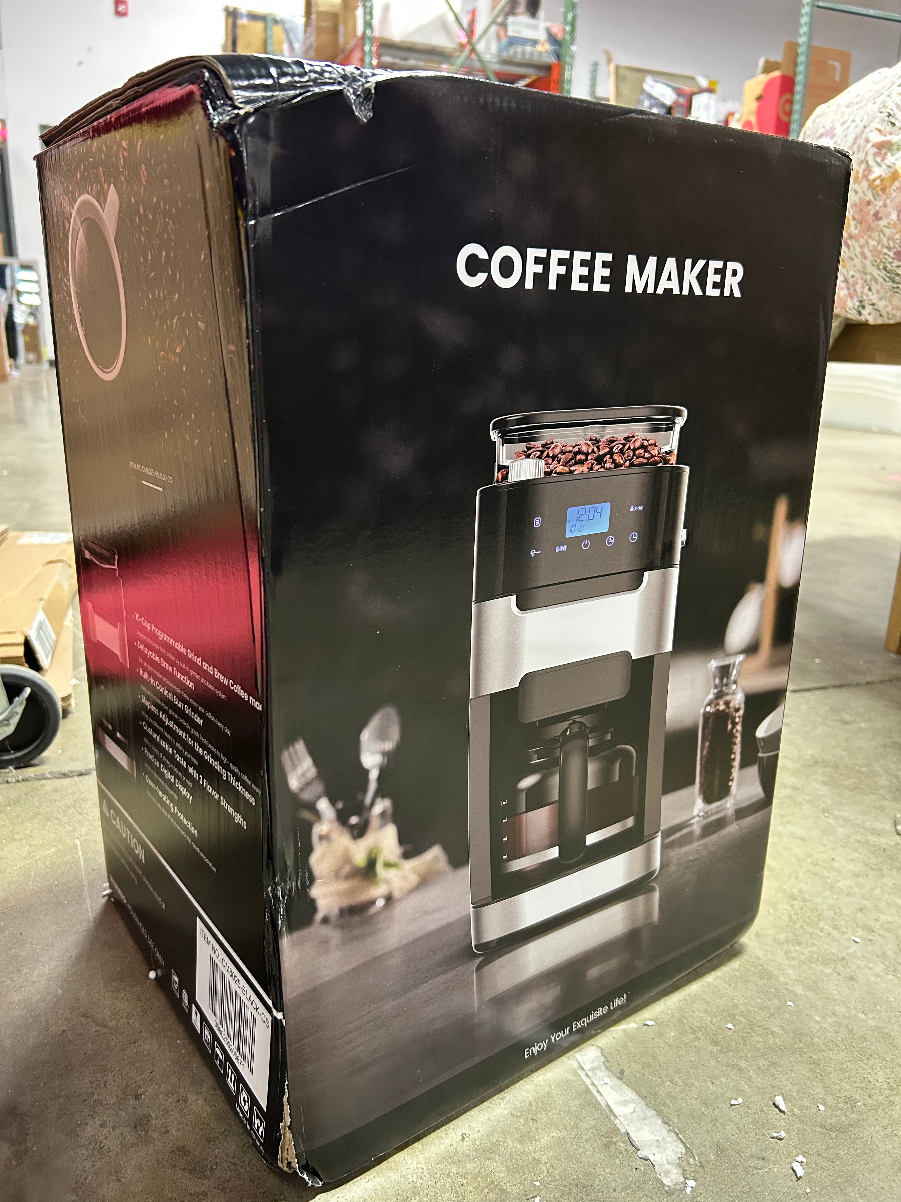 10-Cup Digital Drip Coffee Maker with Built-In Grinder
