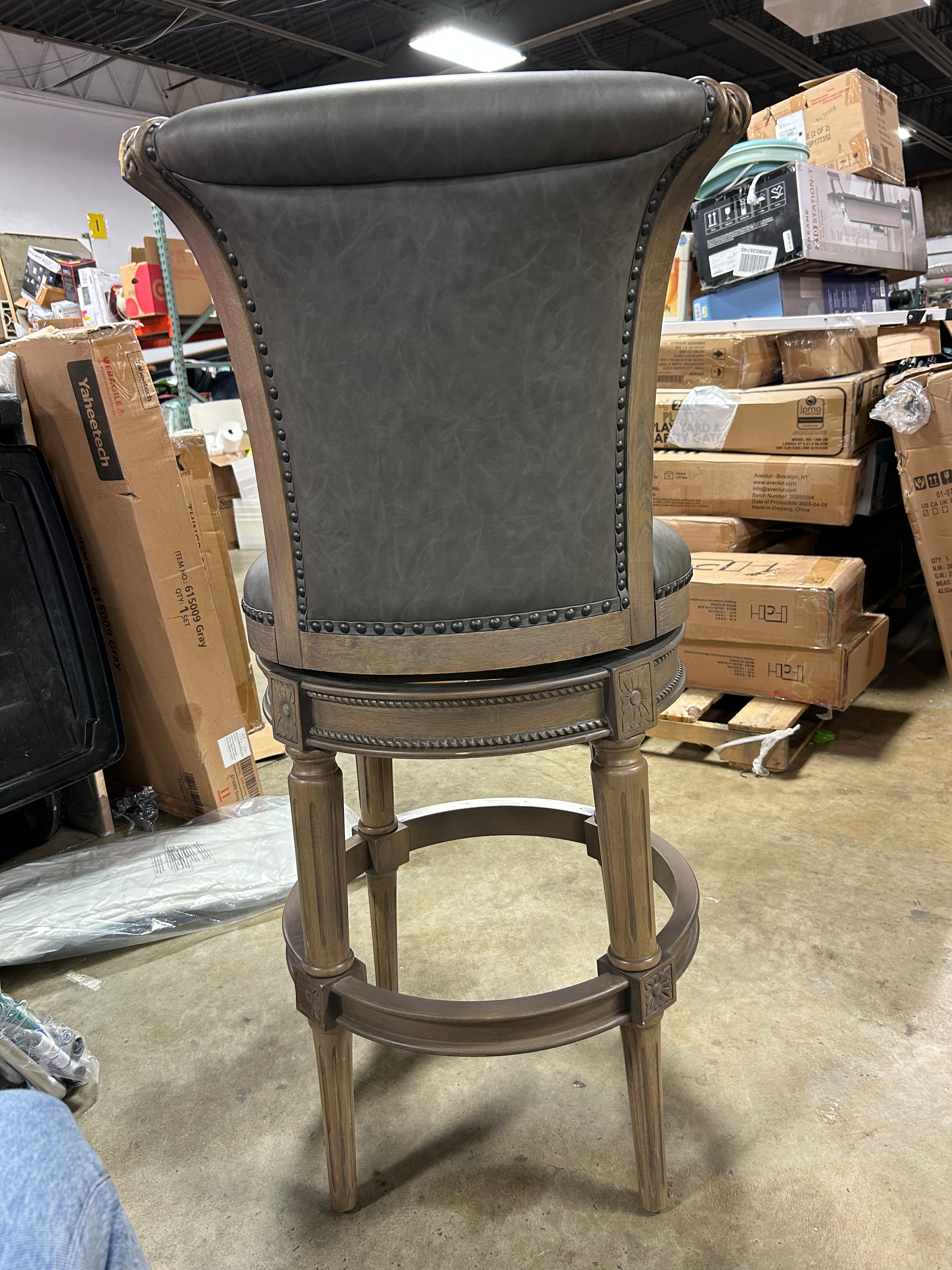 Classic Upholstered Bar Stools With Wooden Frame And Nailhead Trim