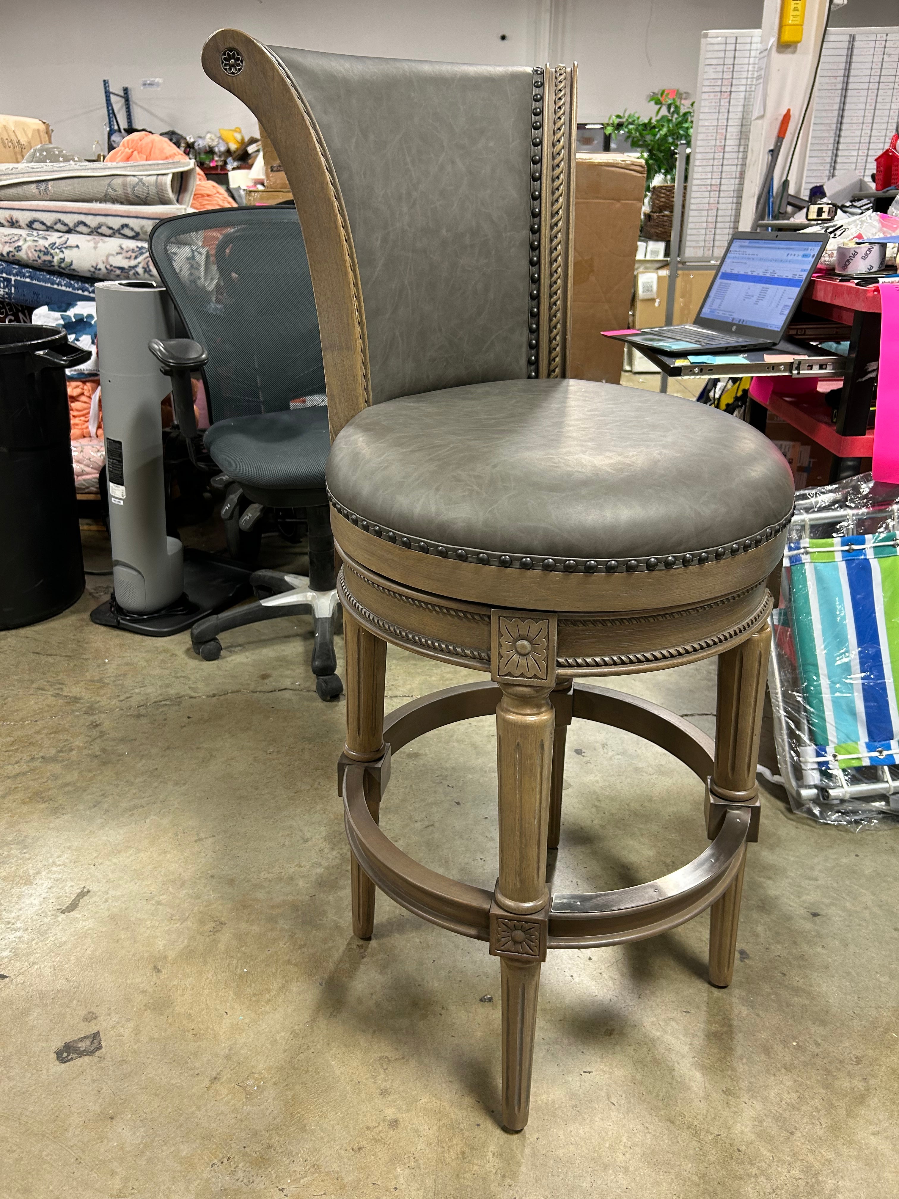 Classic Upholstered Bar Stools With Wooden Frame And Nailhead Trim