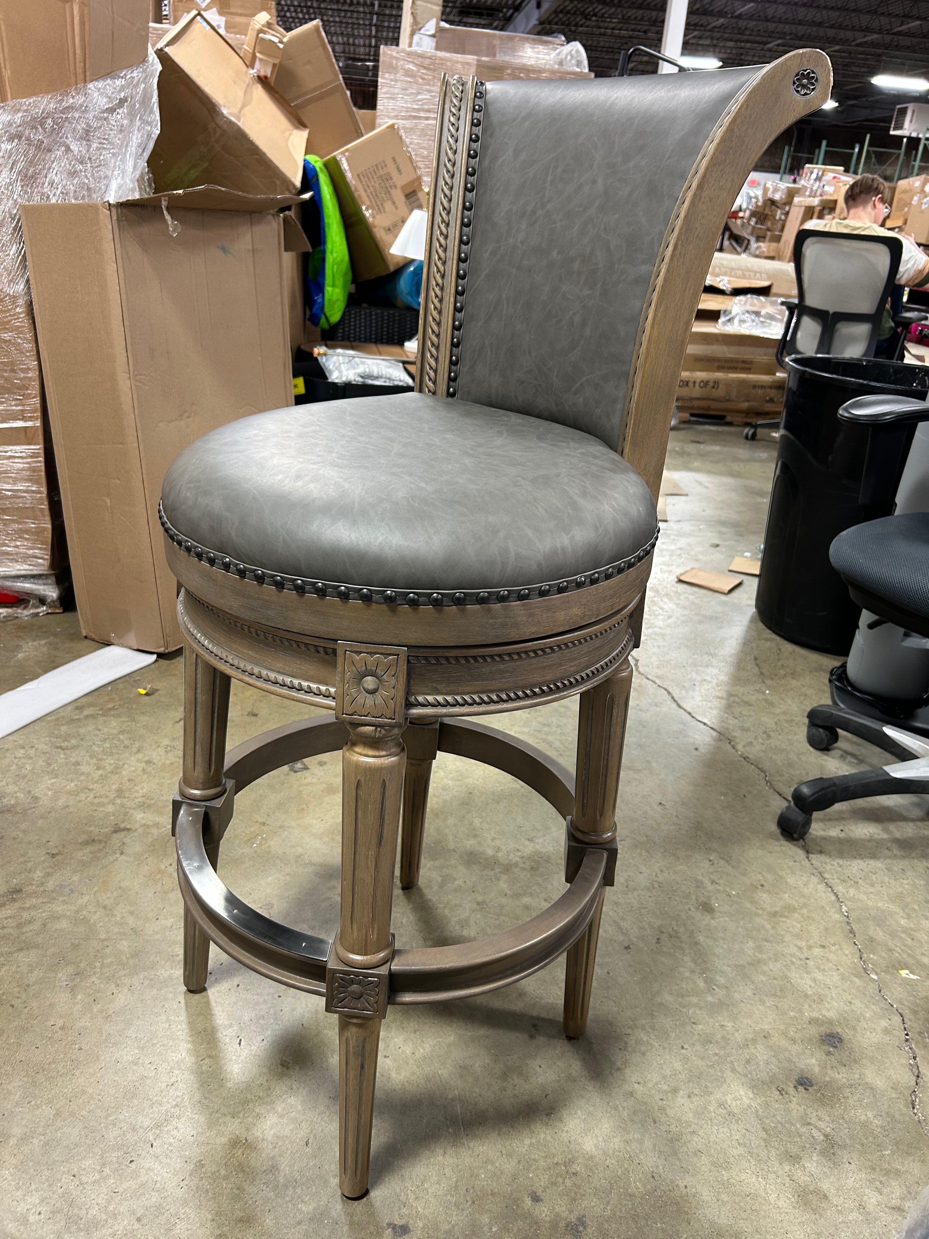 Classic Upholstered Bar Stools With Wooden Frame And Nailhead Trim