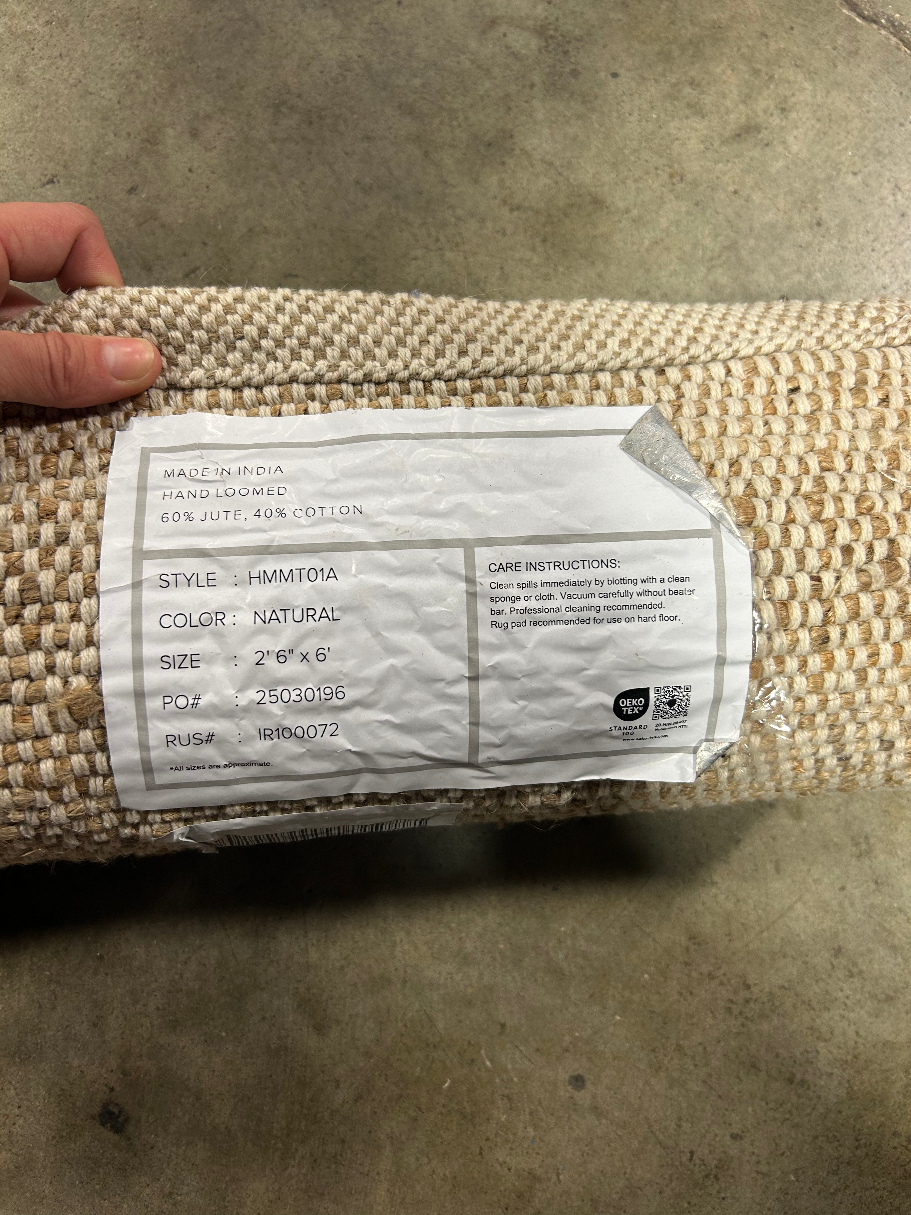 Elfriede Farmhouse Jute Blend Indoor Area Rug - 2' 6" x 6'