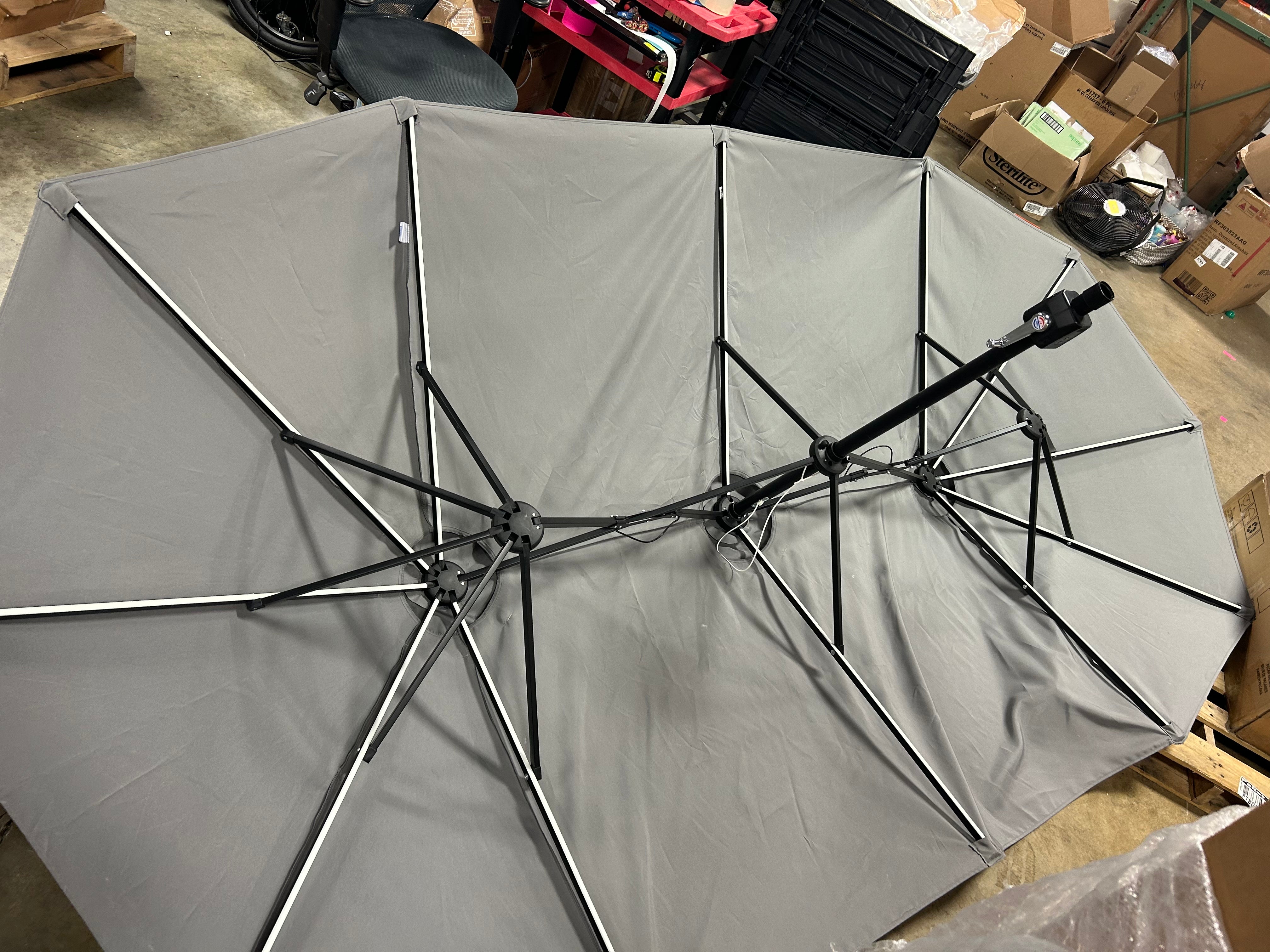 Patio Double-Sided Solar LED Market Umbrella Crank Base