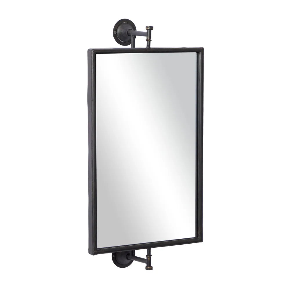 Wood Industrial Wall Mirror - Black