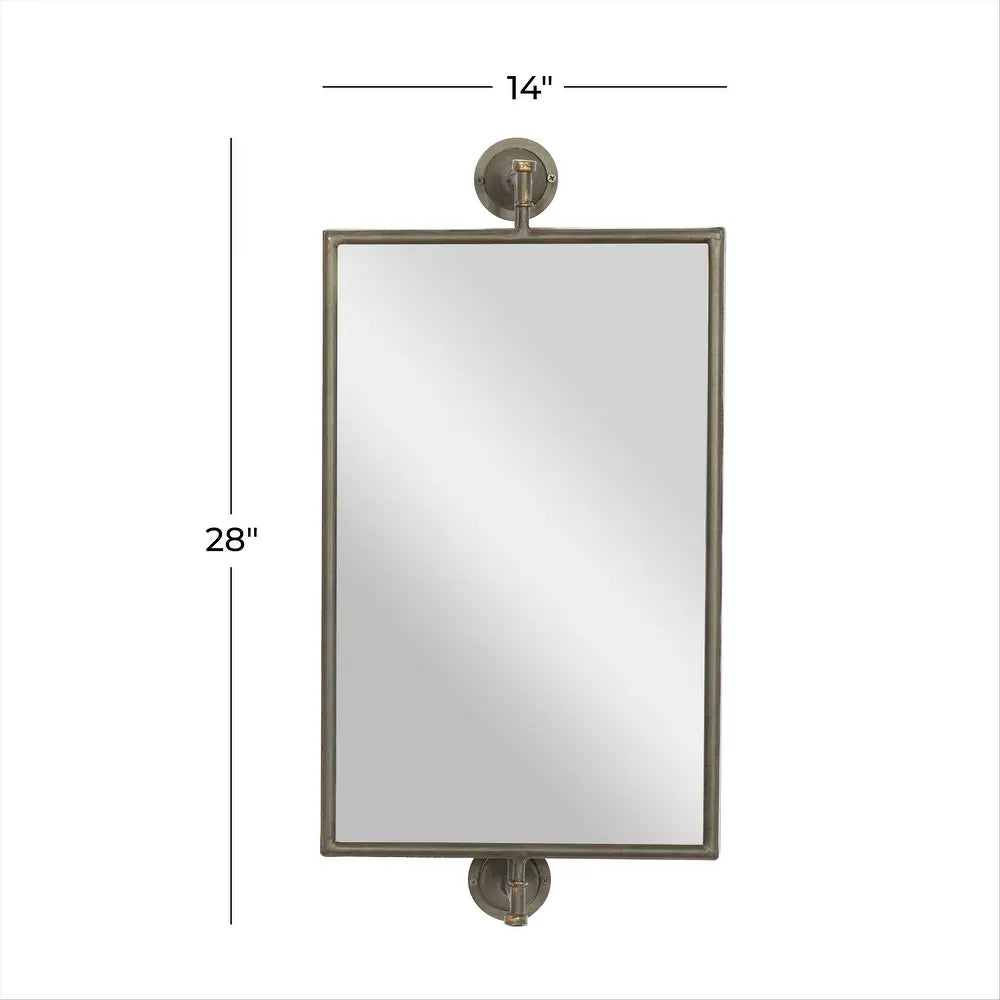 Wood Industrial Wall Mirror - Black