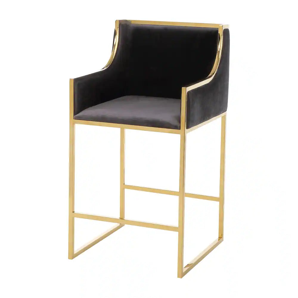 Bella Black and Gold Arm Stool