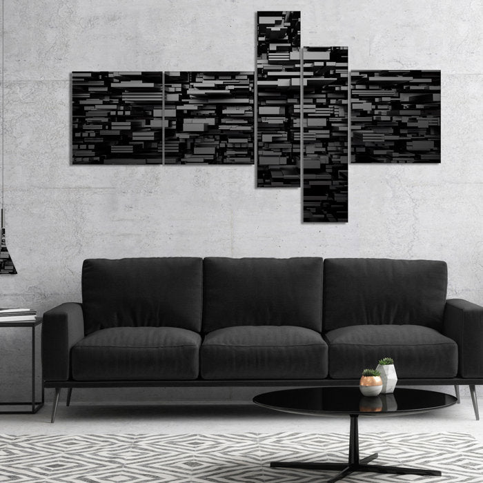 Black 3D Geometric Background On Canvas Print
