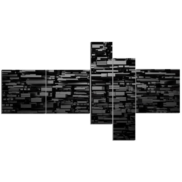 Black 3D Geometric Background On Canvas Print