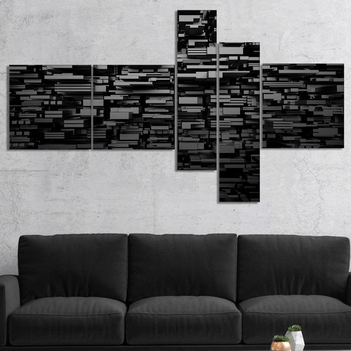 Black 3D Geometric Background On Canvas Print