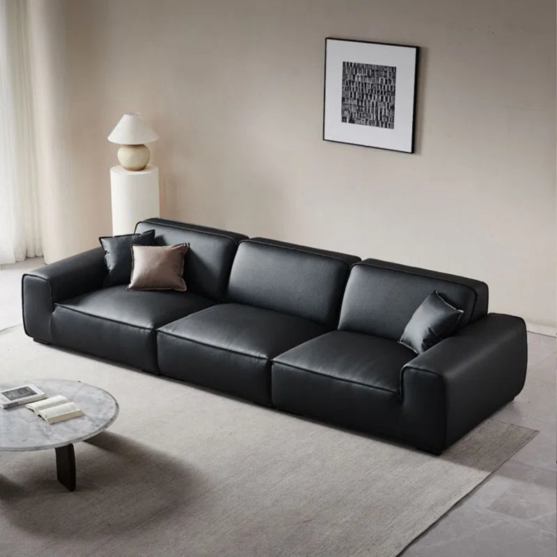 Black Genuine Leather Modular Sofa SHOWROOM ITEM