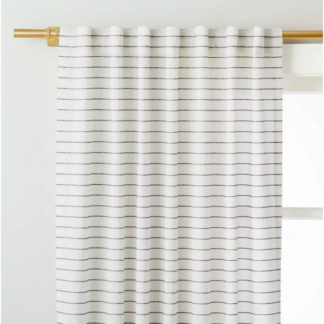 Blanket Stitch Curtain Panel Dark Gray/Cream