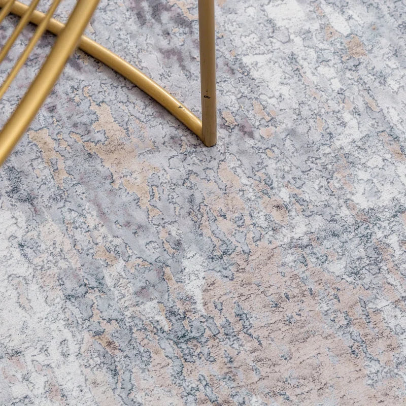 Bliss Modern Abstract Design Area Rug Gray/Ivory/Yellow - 5' x7'