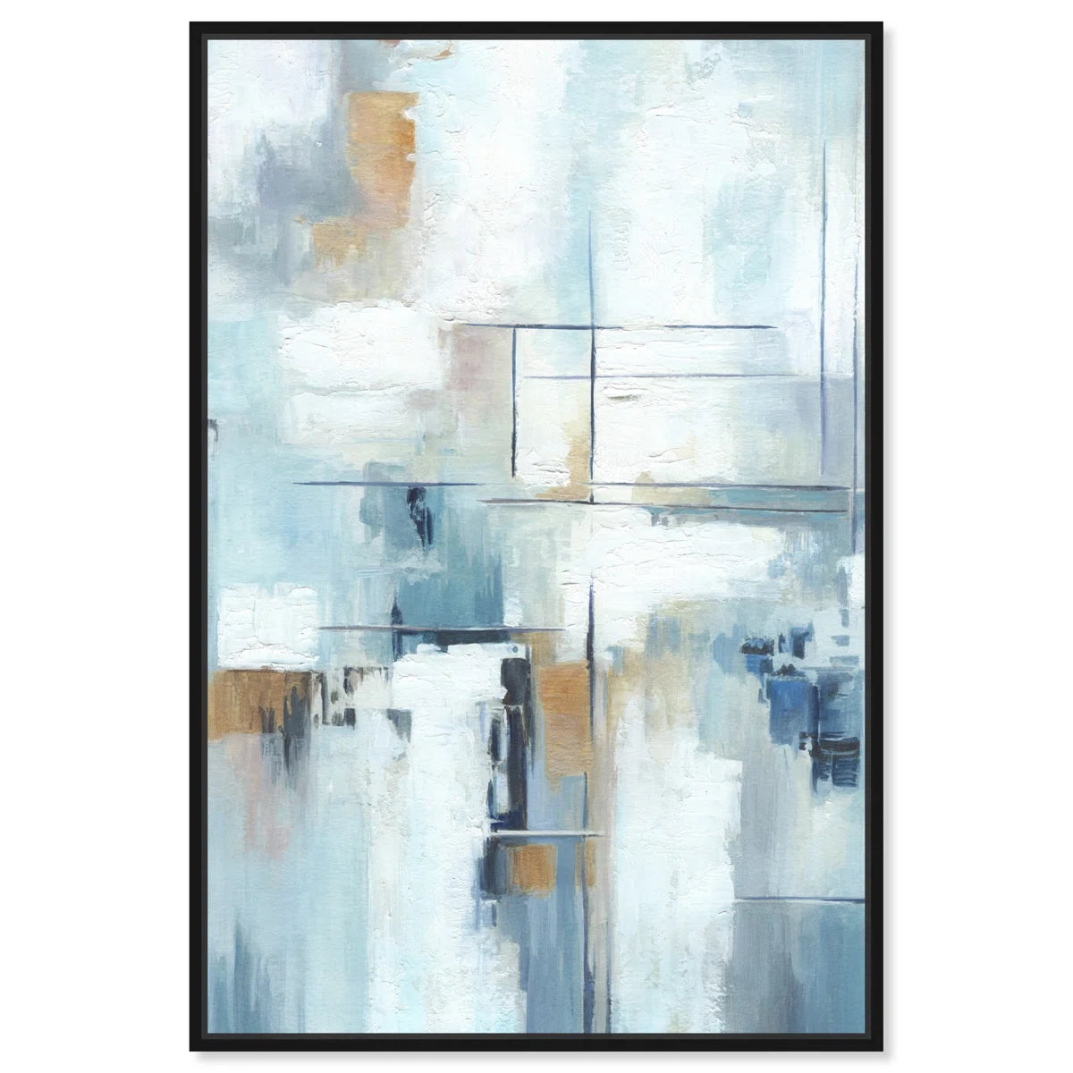 Blue Abstracts " House Of Lines II " by Art Remedy on Canvas - SHOWROOM ITEM