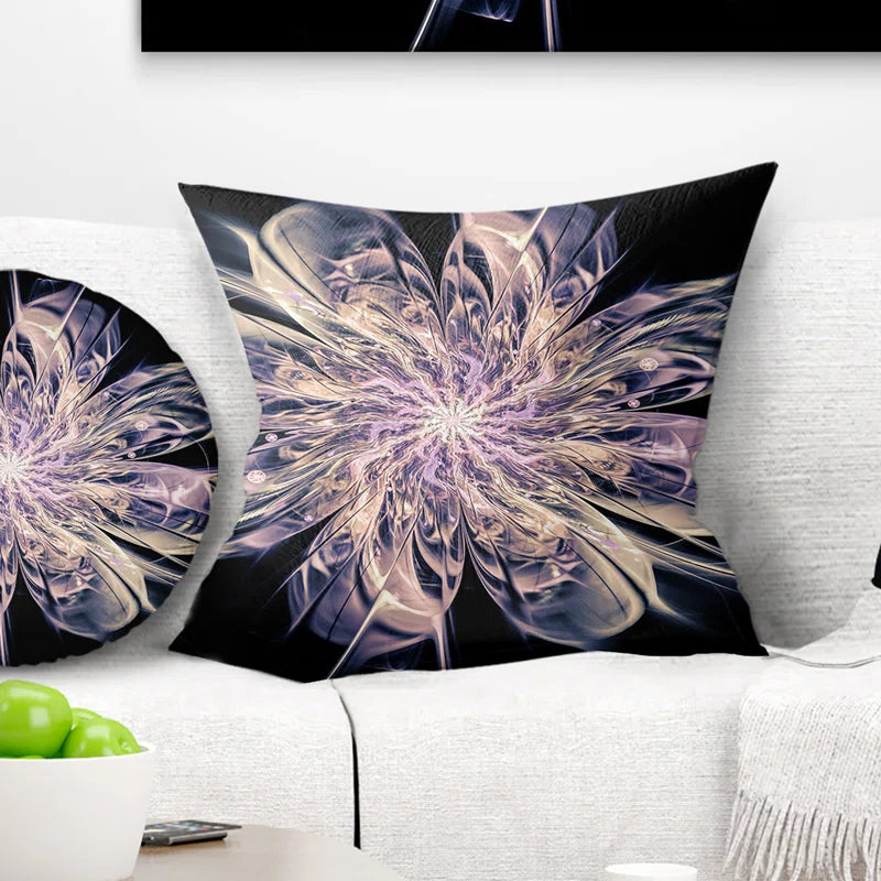 Blue Fractal Flower Petals - Floral Printed Pillow SHOWROOM ITEM