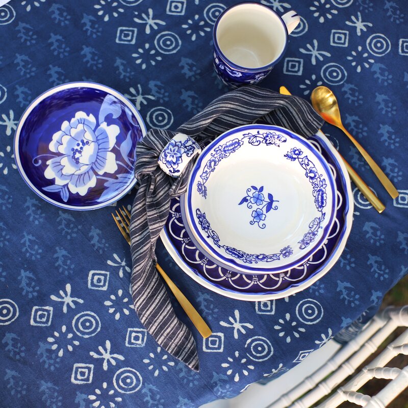 Blue Garden Napkin Rings (Set of 8)