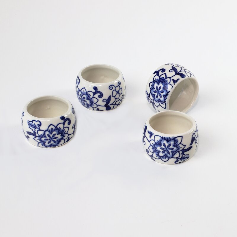 Blue Garden Napkin Rings (Set of 8)