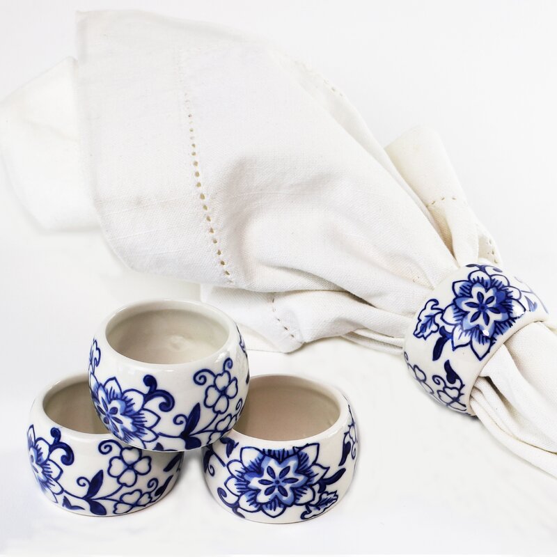 Blue Garden Napkin Rings (Set of 8)