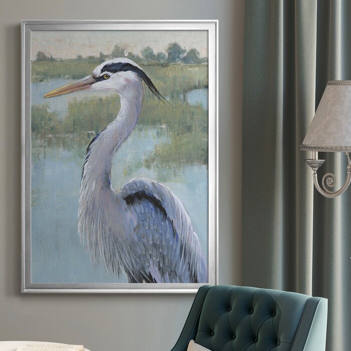 Blue Heron Portrait I Framed On Canvas Print