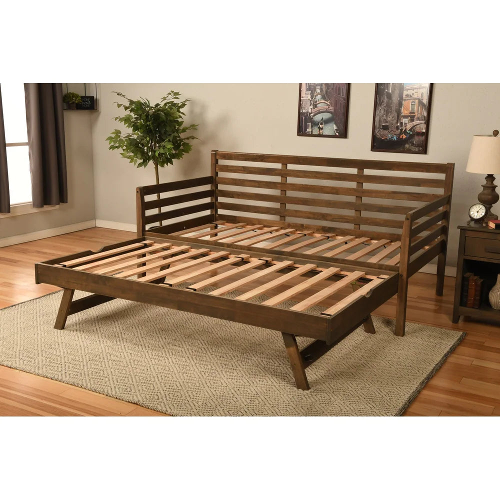 Somette Boho Daybed with Additional Pop Up Bed - Rustic Walnut - 2 BOXES