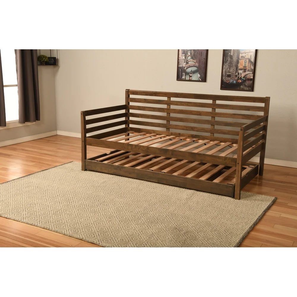 Somette Boho Daybed with Additional Pop Up Bed - Rustic Walnut - 2 BOXES