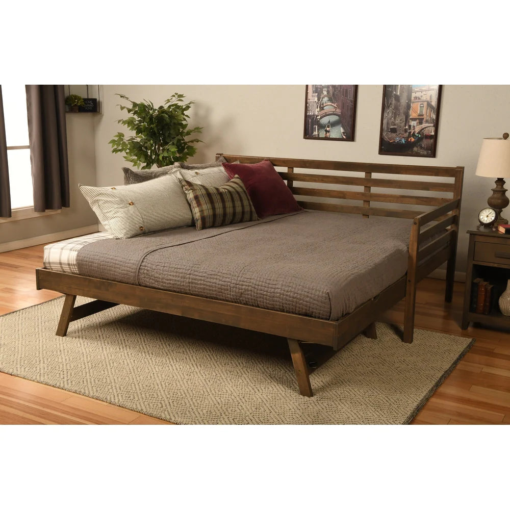 Somette Boho Daybed with Additional Pop Up Bed - Rustic Walnut - 2 BOXES