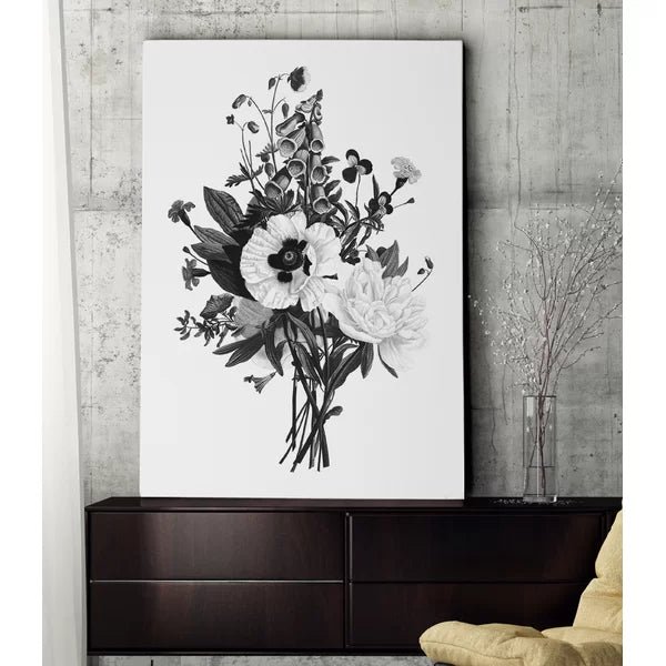 Botanical Black And White III - Graphic Art on Canvas