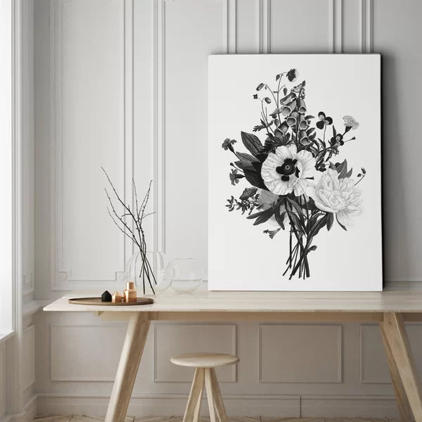 Botanical Black And White III - Graphic Art on Canvas