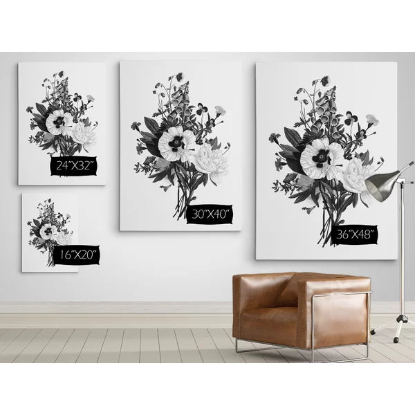 Botanical Black And White III - Graphic Art on Canvas