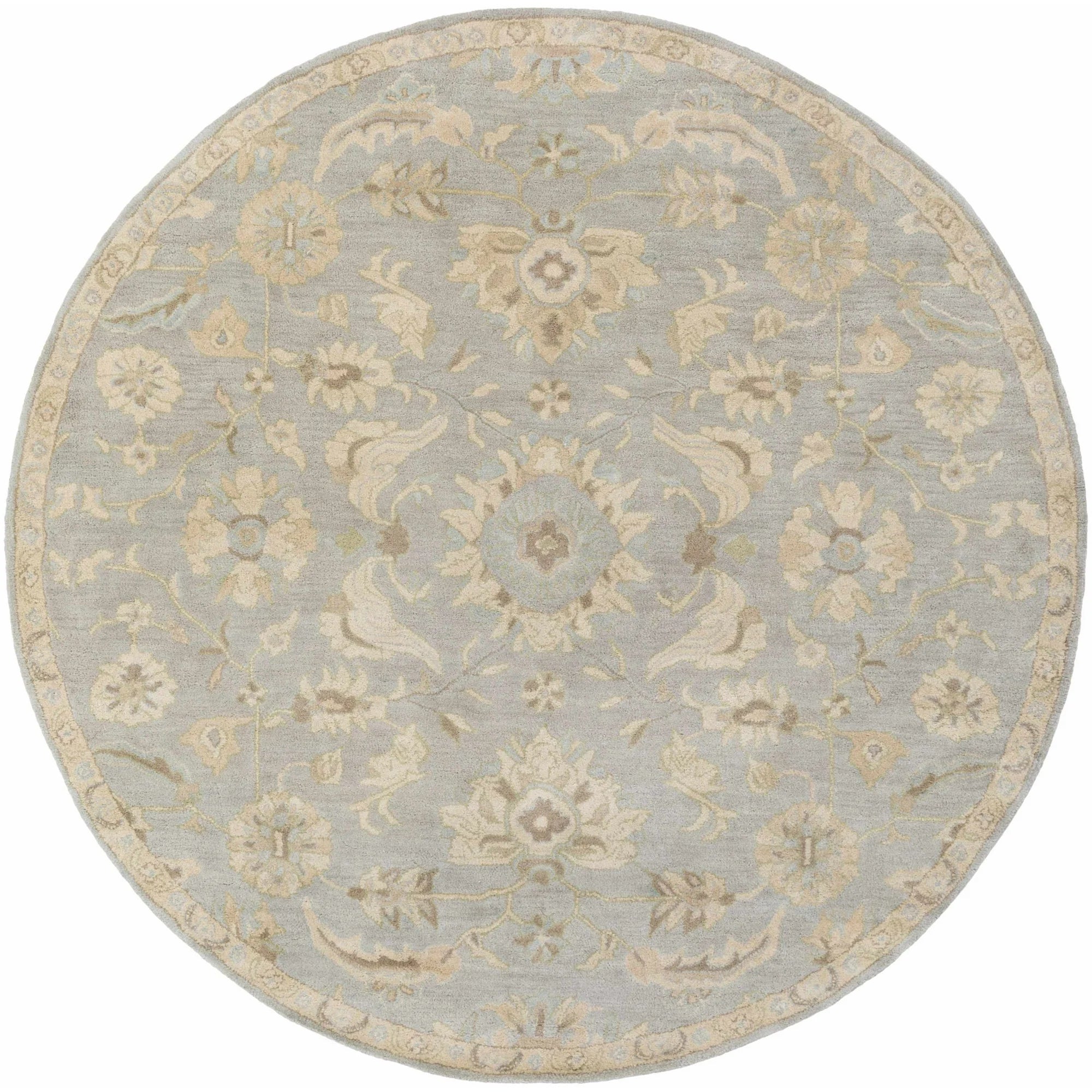 4' Round Boutique Rugs Copen Traditional Area Rug - Pale Blue/Beige SHOWROOM ITEM