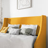 Full Light Yellow Bowdoin Upholstered Wingback Platform Bed