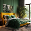 Full Light Yellow Bowdoin Upholstered Wingback Platform Bed