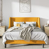 Full Light Yellow Bowdoin Upholstered Wingback Platform Bed