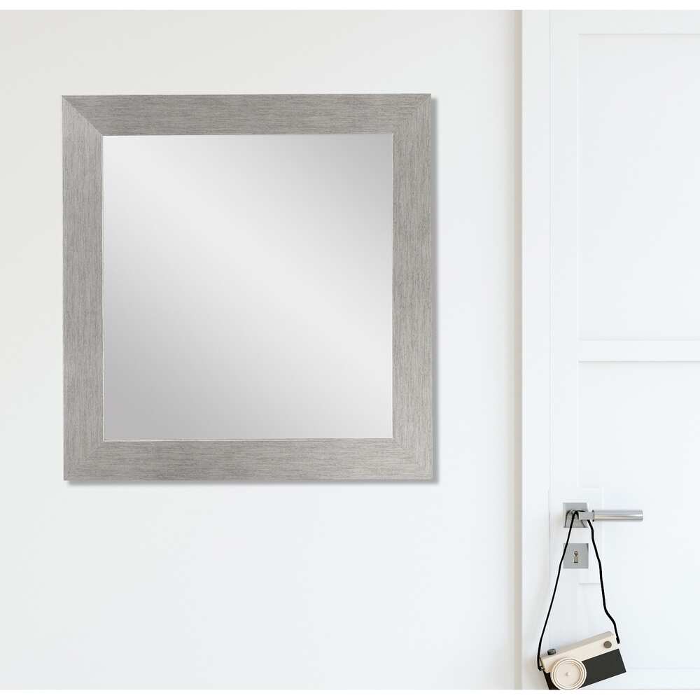 Stainless Grain Square Wall Mirror - Silver/Black
