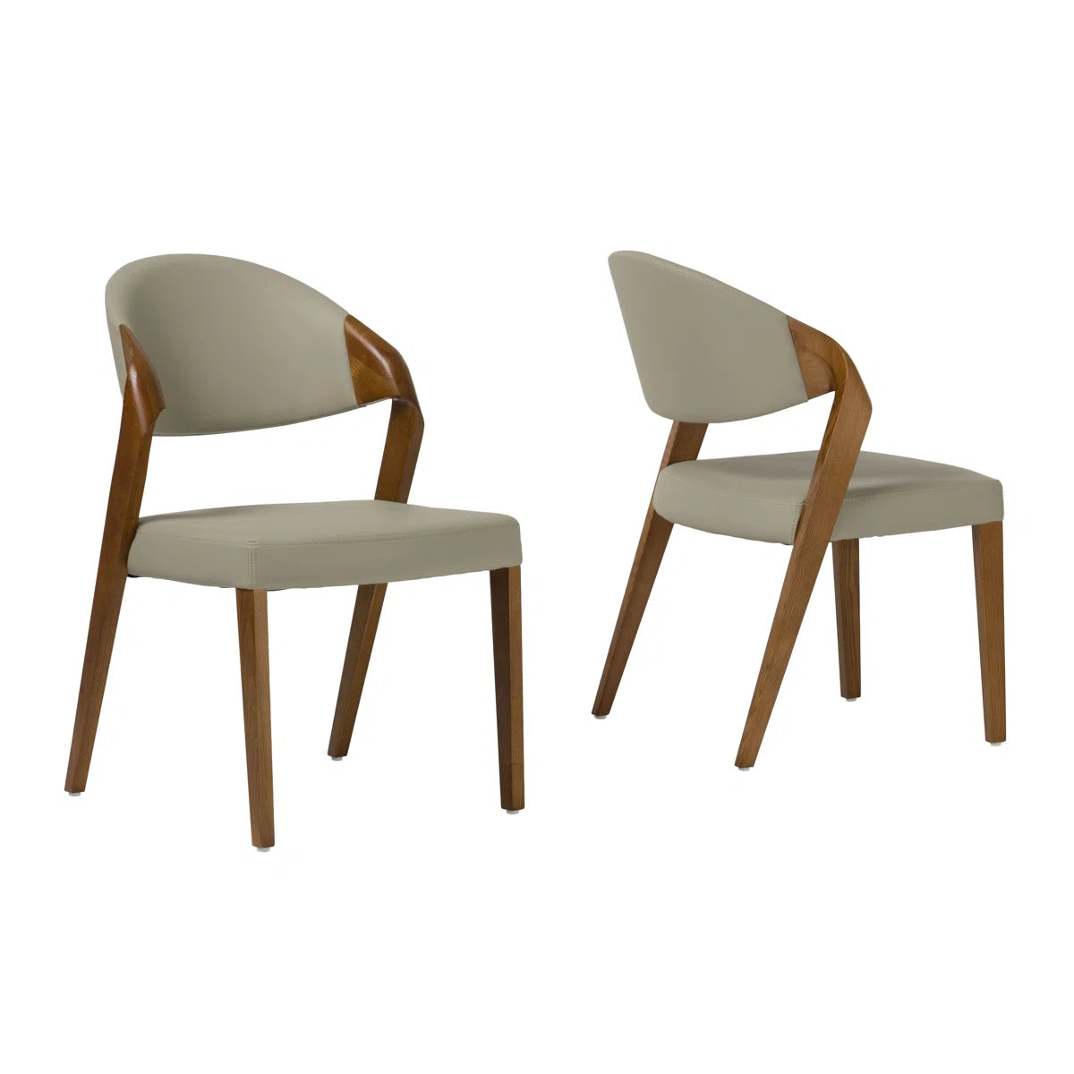 1pc Bratislav Mid-Century Beige & Walnut Dining Chair SHOWROOM ITEM