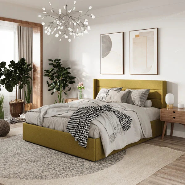Braya Hydraulic Lift Up Storage Upholstered Platform Bed