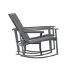 3 Piece Outdoor Rocking Chair Bistro Set with Flex Comfort Material and Metal Framed Glass Top Table