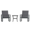 3 Piece Outdoor Rocking Chair Bistro Set with Flex Comfort Material and Metal Framed Glass Top Table