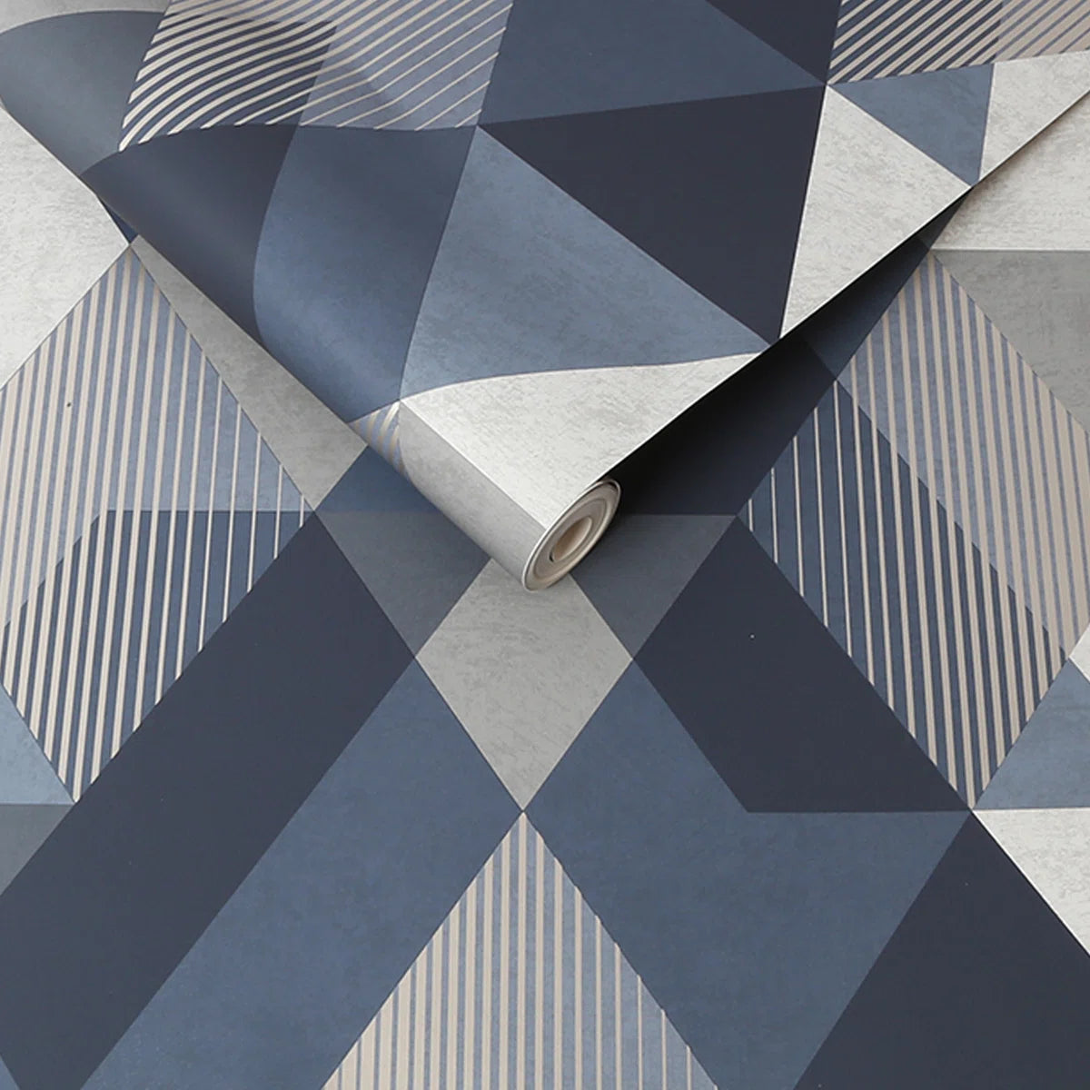 Brentton Diamond Navy Smooth Wallpaper Roll