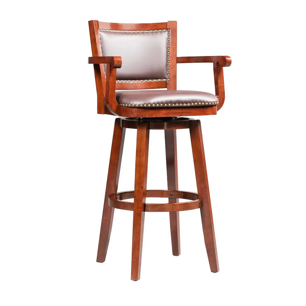 SET OF 2 Broadmoor Extra Tall Cherry Brown Swivel Wood Stool