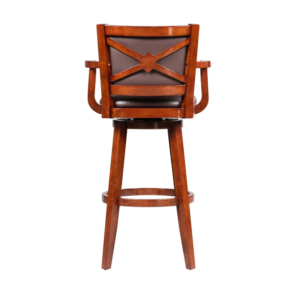 SET OF 2 Broadmoor Extra Tall Cherry Brown Swivel Wood Stool