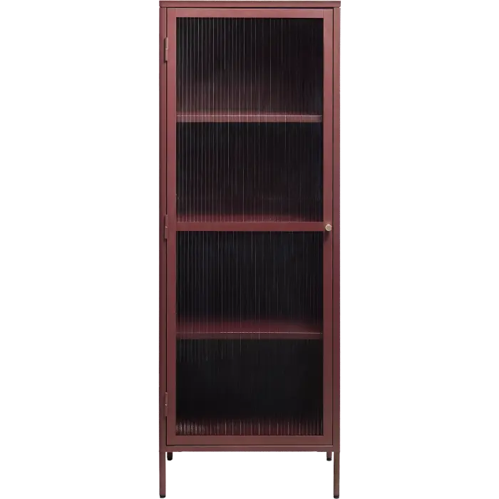 Bronco Red Metal & Glass Tall Display Cabinet