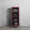 Bronco Red Metal & Glass Tall Display Cabinet