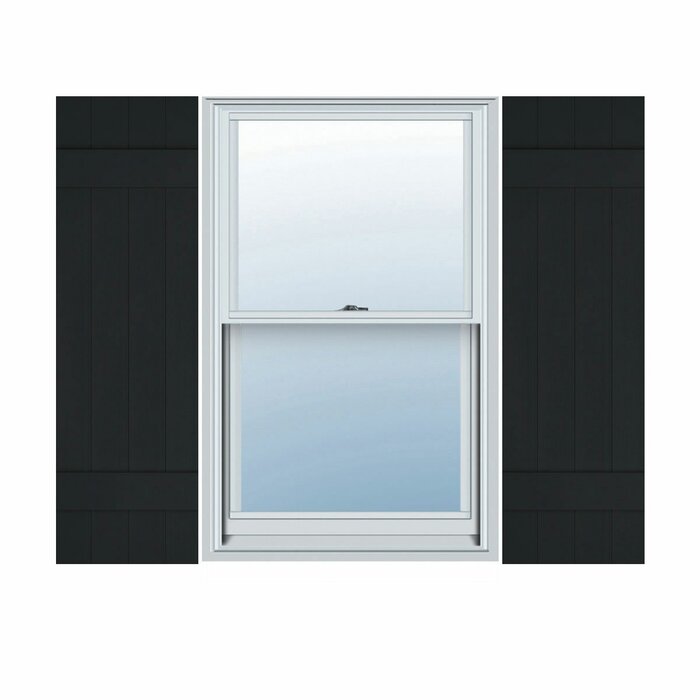 Black TailorMade Four Board Joined, Board-n-Batten Shutters, w/Shutter-Loks (Set of 2)