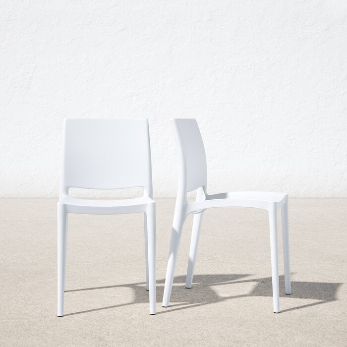 White Burt Outdoor Stackable Dining Side Chair