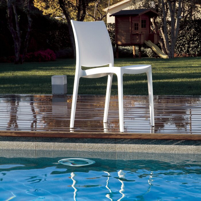 White Burt Outdoor Stackable Dining Side Chair